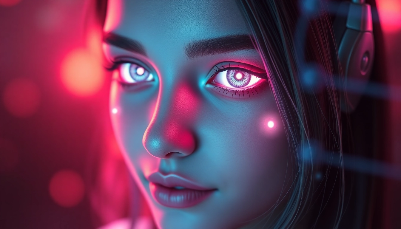 An AI girlfriend engaging in a private, unfiltered NSFW chat on a sleek screen, showcasing digital intimacy with vibrant, seductive visuals.