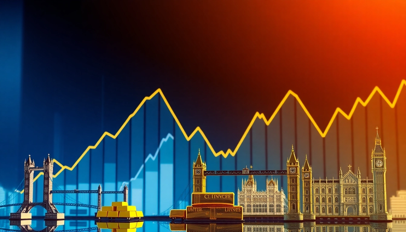 Investment Guides UK Expert financial charts and gold bars emphasizing investment planning and