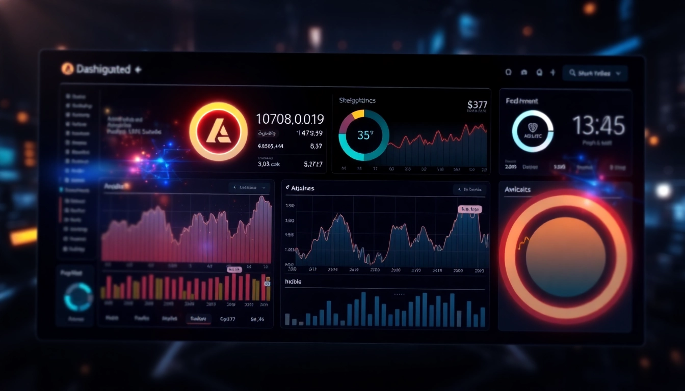 Modern illustration of aicoin cryptocurrency analyzing market trends on a digital dashboard